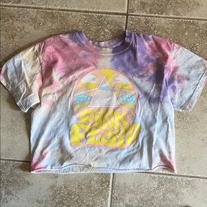Pink Floyd Tie-Dye Crop Top in Purple and Yellow